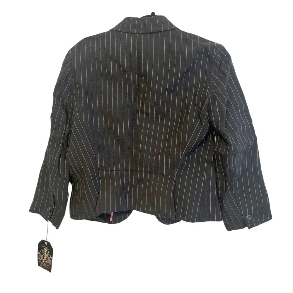 NWT Polo Jeans Co‎ Ralph Lauren Pinstripe Linen Blazer Black White Cropped Large